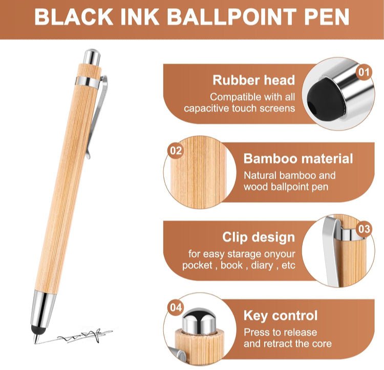 Bamboo Stylus / Pen - 2 in 1 - Engraved - Innov8Print3D
